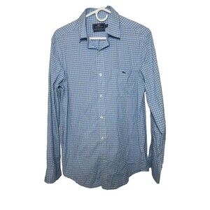 Vineyard Vines Checkered Button Down Shirt Men's Medium Blue Classic Fit Tucker